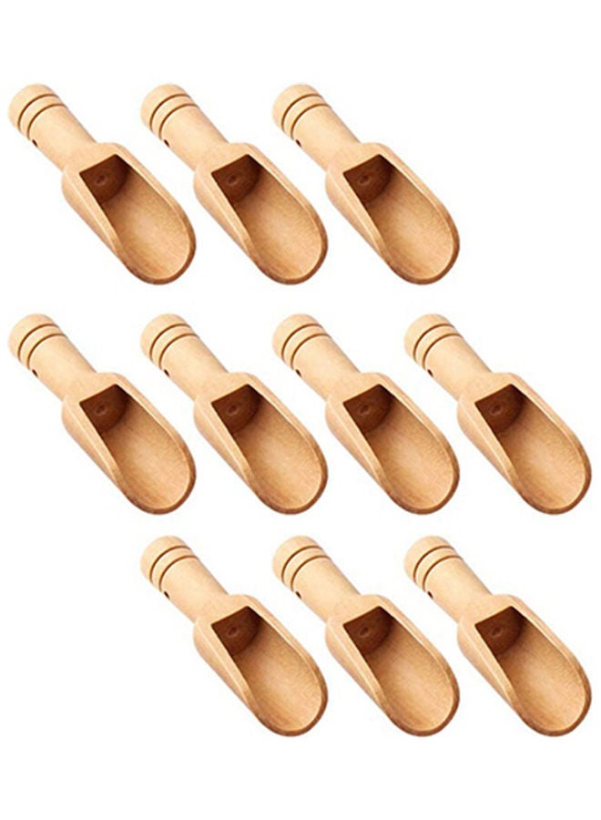 Generic 10-Piece Long Handle Wooden Spoon Beige  - Image 1