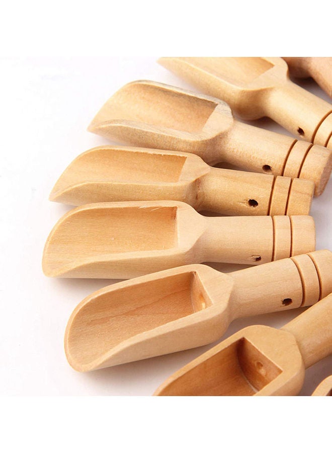 Generic 10-Piece Long Handle Wooden Spoon Beige  - Image 2