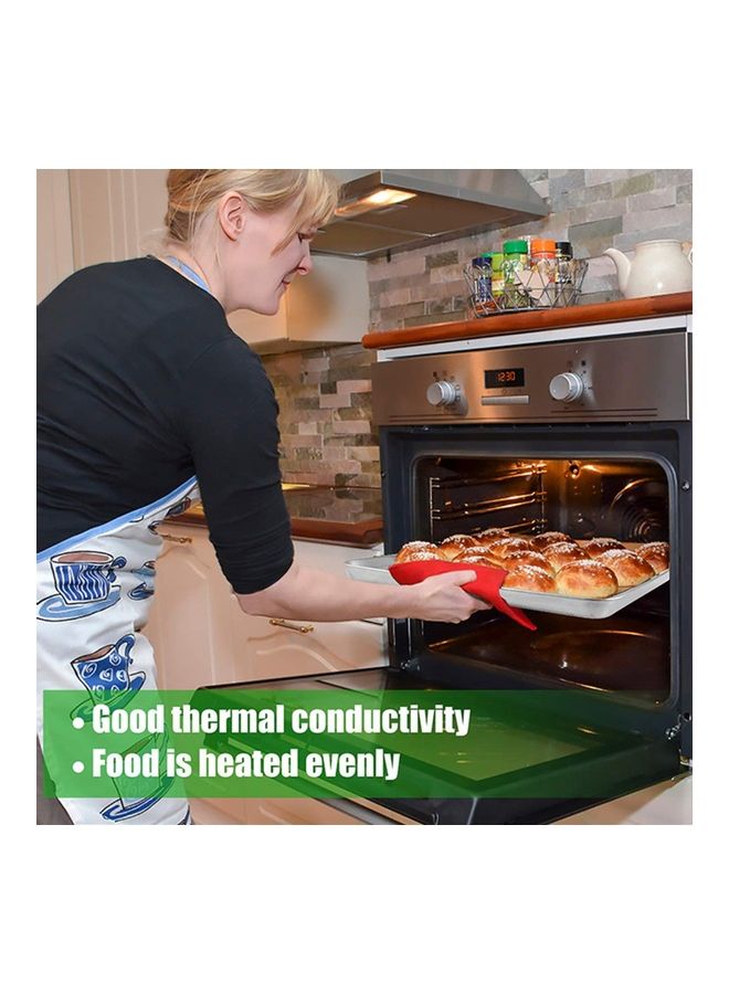 Rectangular Shape Stainless Steel Baking Pan Silver 20 x 26 x 2.5cm  - Image 3