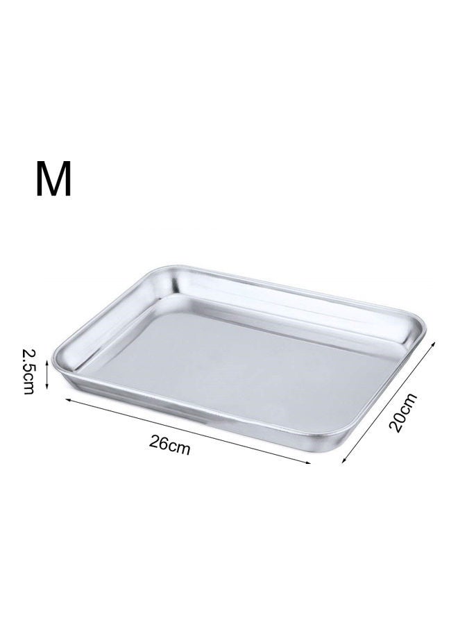 Rectangular Shape Stain Steel Baking Pan with Grill Silver 26 x 20 x 2.5cm  - Image 1