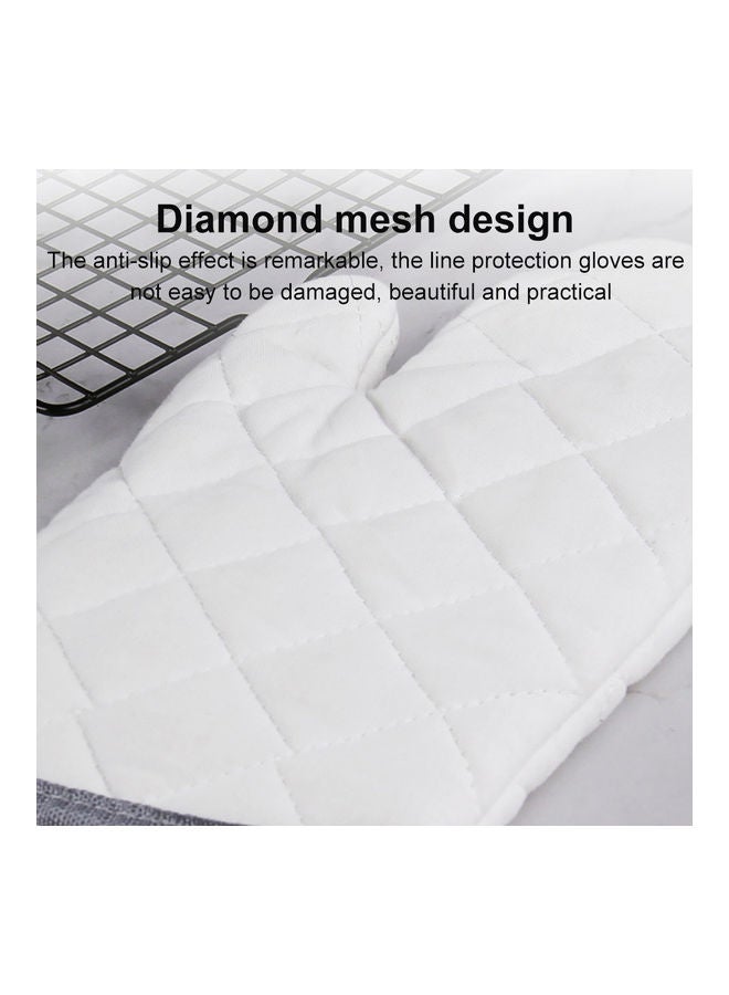 1-Pair Heat Resistant Microwave Oven Baking Gloves White - Image 2