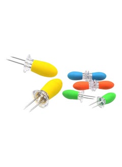 4-Pair Portable Stainless Steel Corn Cob Holders Multicolour