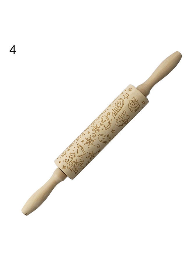 Elk Wooden Embossed Rolling Pin Beige 