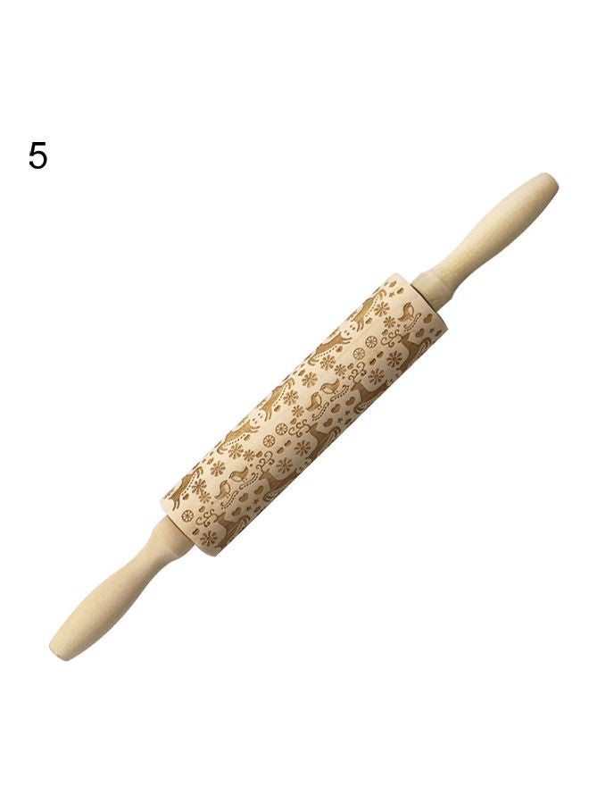 Elk Wooden Embossed Rolling Pin Beige 