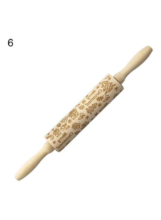 Elk Wooden Embossed Rolling Pin Beige 