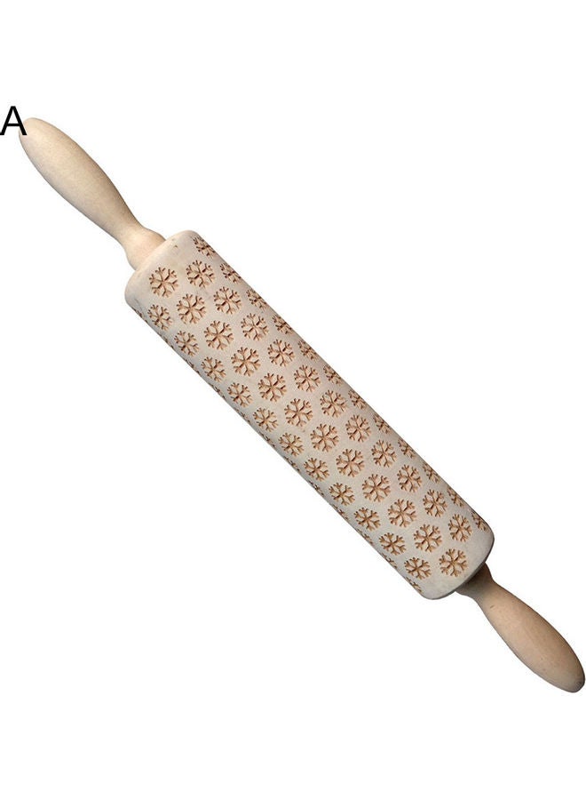 Elk Wooden Embossed Rolling Pin Beige 