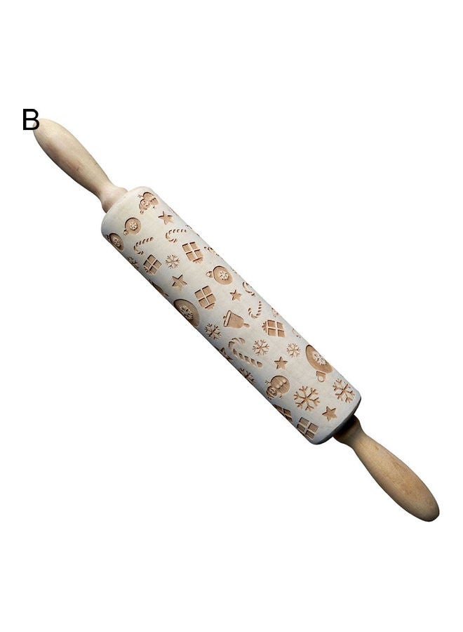 Elk Wooden Embossed Rolling Pin Beige  - Image 1