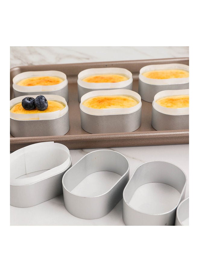 10-Piece Oval Cheese Cake Mold Paper Stainless Steel Sliver - Image 3