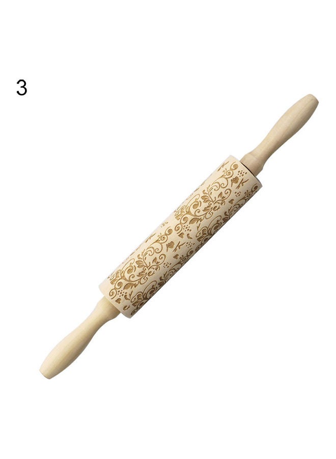 Elk Wooden Embossed Rolling Pin Beige 