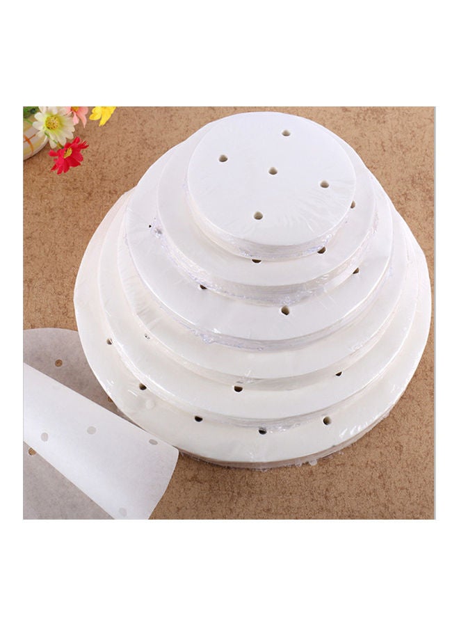100-Piece Perforated Non Sticky Baking Paper White - Image 2