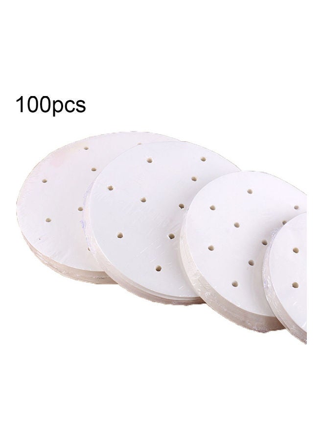 100-Piece Perforated Non Sticky Baking Paper White - Image 1