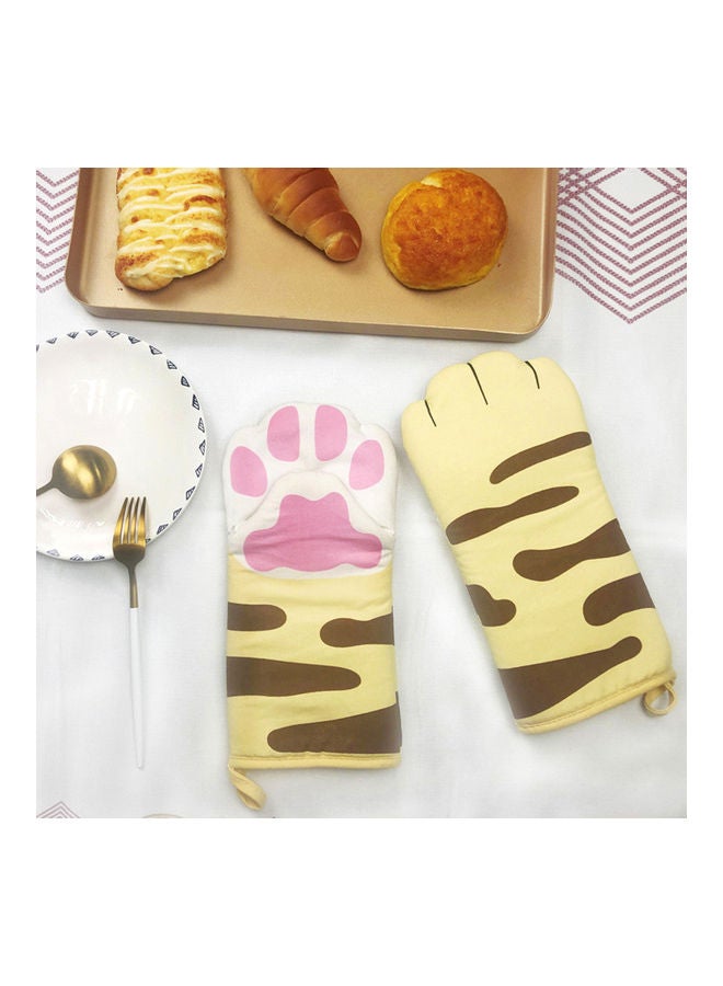 1-Pair Non-Slip Cotton Heat Resistant Baking Gloves Multicolour  - Image 2