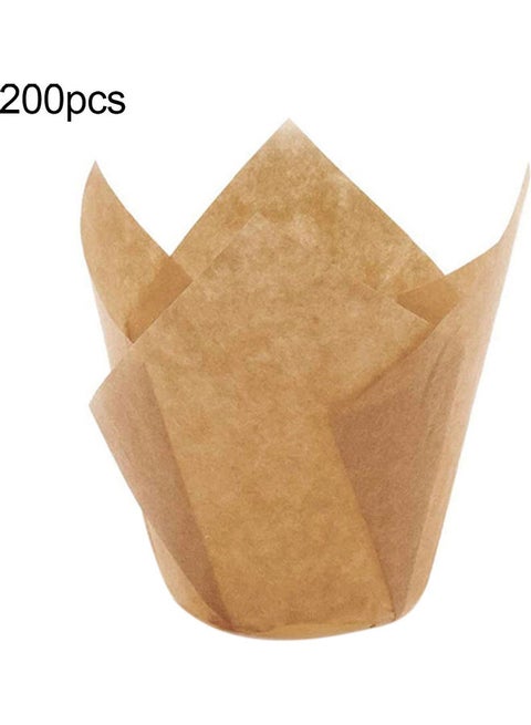 200-Piece Baking Cupcake Liner Wrapper Paper Beige