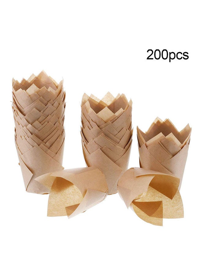 200-Piece Baking Cupcake Liner Wrapper Paper Beige
