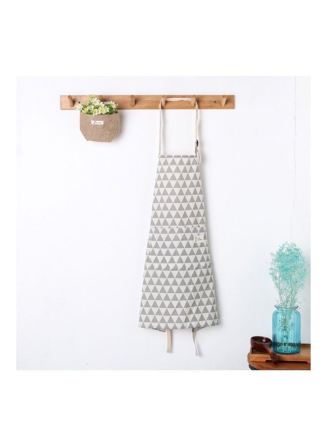 Adjustable Sleeveless Grid Cotton Linen Apron White 