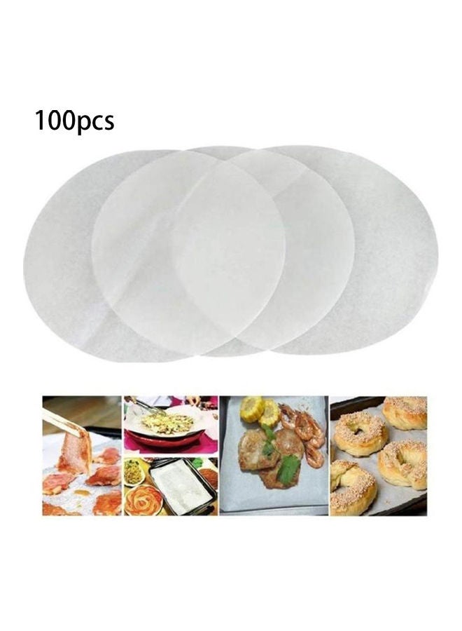 100-Piece Non Sticky Baking Paper White - Image 2