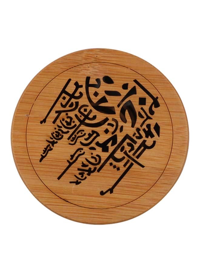 Bakhoor BoSidin Wooden Arabian Round Shape Oud Burner Mabkhara Brown 8.9cm 