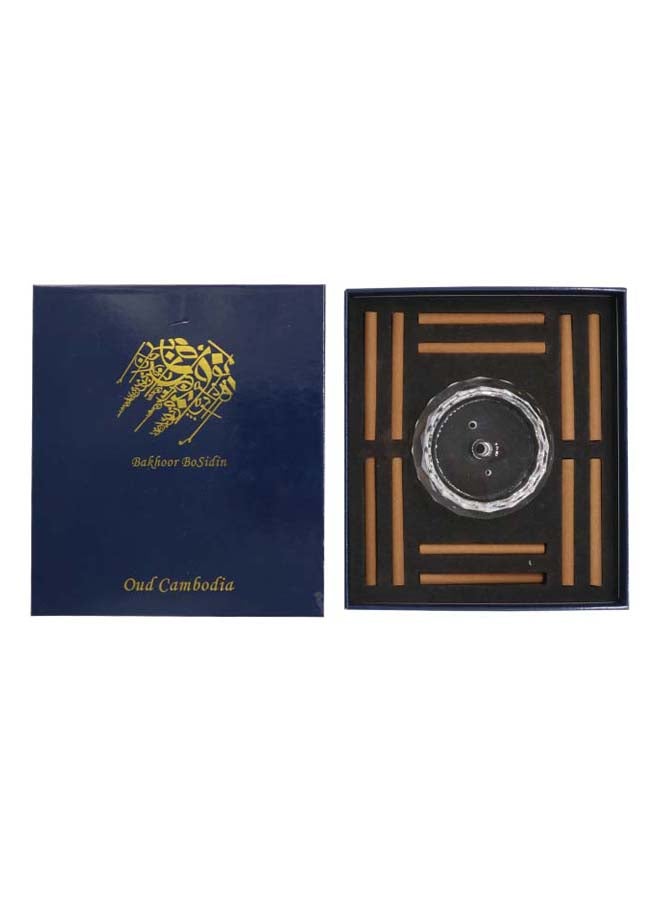 Bakhoor BoSidin Oud Incense Stick With Crystal Burner Gift Set Blue 241grams 