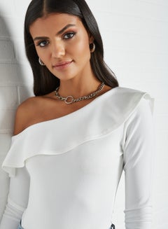 FEMME LUXE One Shoulder Bodysuit White  - Image 2