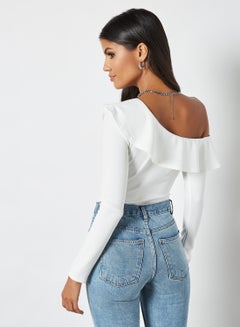 FEMME LUXE One Shoulder Bodysuit White  - Image 4