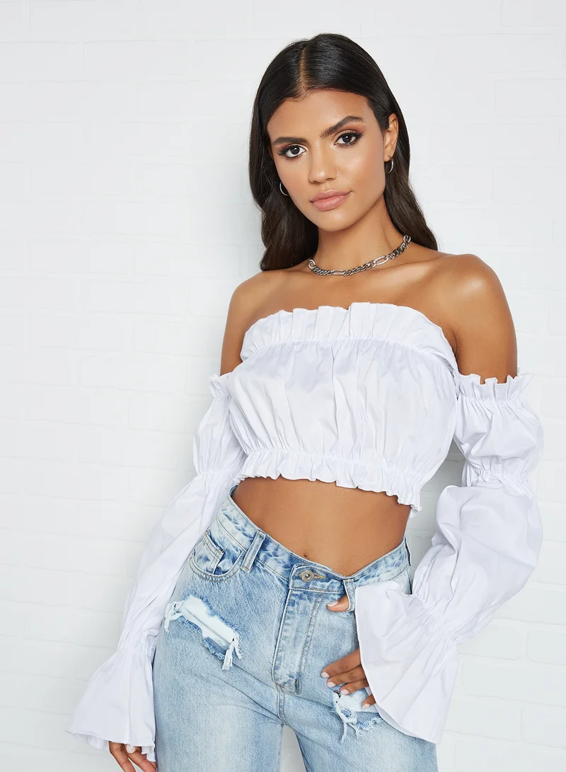 FEMME LUXE Ruffled Bandeau Top