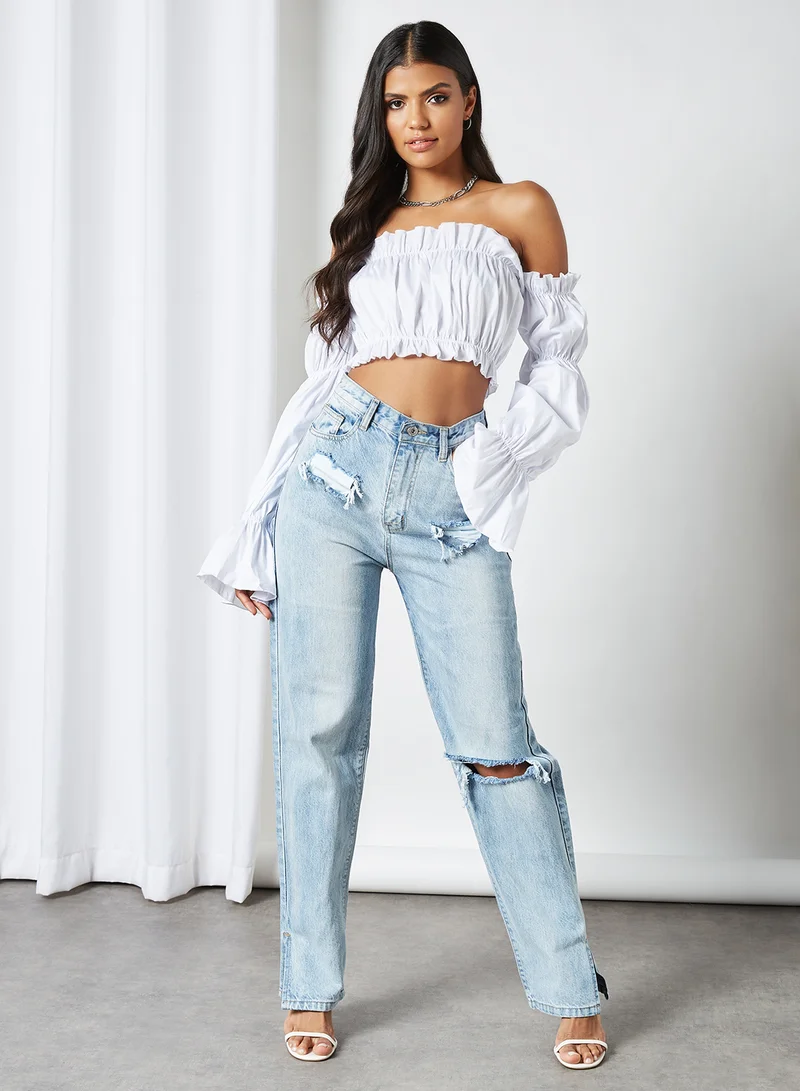 FEMME LUXE Ruffled Bandeau Top