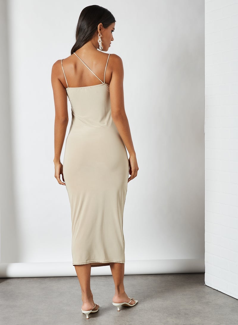 Deep V-Neck Dress Nude - v1621183959/N46044507V_3