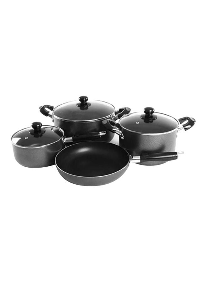 Royalford 7-Piece Cookware Set Black/Clear 8kg - Image 1