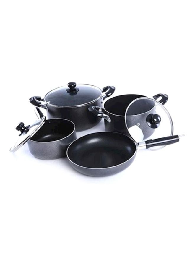 Royalford 7-Piece Cookware Set Black/Clear 8kg - Image 2