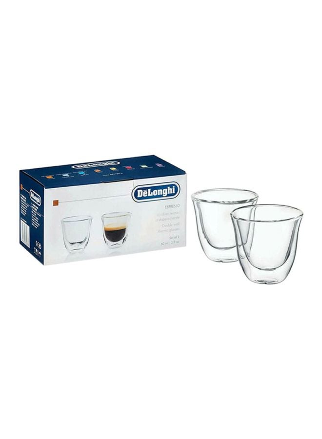 ديلونجي طقم أكواب قهوة إسبرسو بجدار حراري مزدوج شفاف 2x60ملليلتر - Image 2