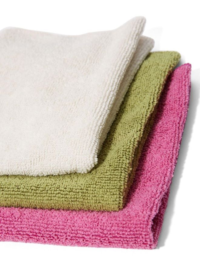 لوك اند لوك طقم قطع قماش تنظيف مايكروفايبر من 3 قطع أرجواني/أخضر إيكو/أبيض 32x32سم - Image 3