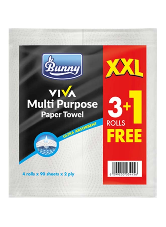 Bunny - Viva Kitchen Roll 90 Sheets Pack Of 4 - Image 1