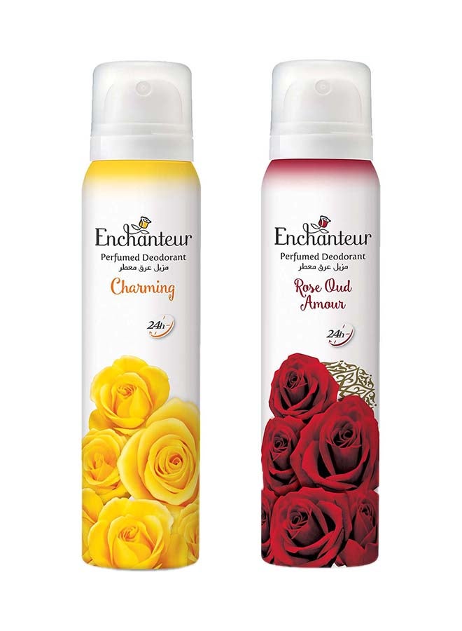 انشانتر تشكيلة مزيل عرق معطر بعطر رومانتيك وروز عود آمور 2x150ملليلتر  - Image 1