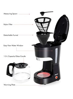 Coffee Maker, Filter Coffee Machine, | High Temperature Glass Carafe | Keep Warm & Anti-Drip Function | Reusable Filter | On/ Off Switch with Indicator Light 850 W GCM6103 Black/Clear - v1621234784/N27328771A_3