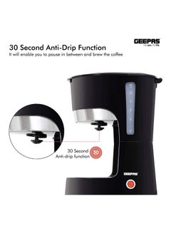 Coffee Maker, Filter Coffee Machine, | High Temperature Glass Carafe | Keep Warm & Anti-Drip Function | Reusable Filter | On/ Off Switch with Indicator Light 850 W GCM6103 Black/Clear - v1621234784/N27328771A_4