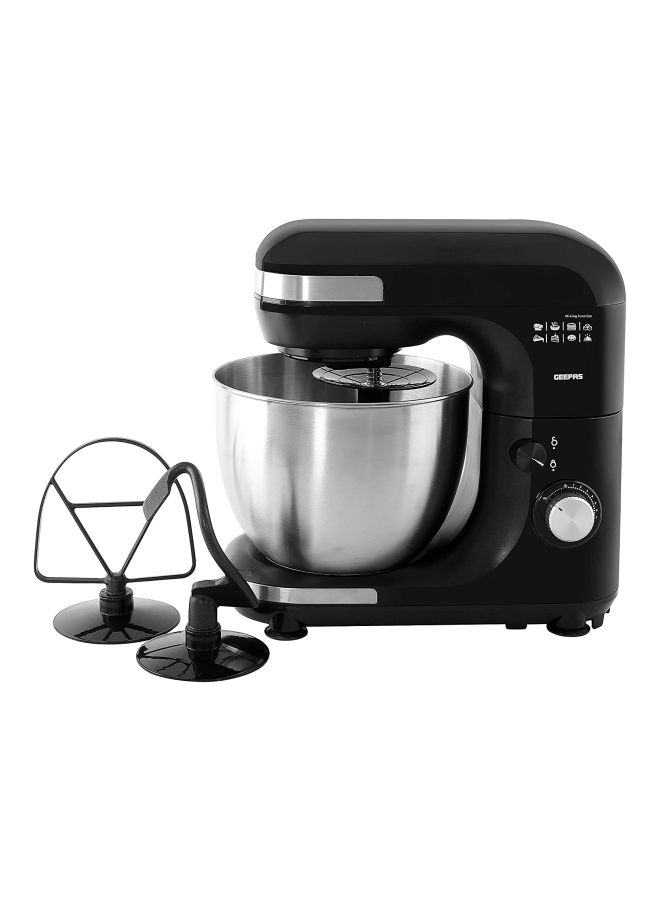 GEEPAS Powerful 3-in-1 Stand Mixer with 5L Stainless Steel Bowl, 7 Adjustable Speeds, and Whisk, Dough Hook & Beater GSM43013 Black/Silver  - Image 3