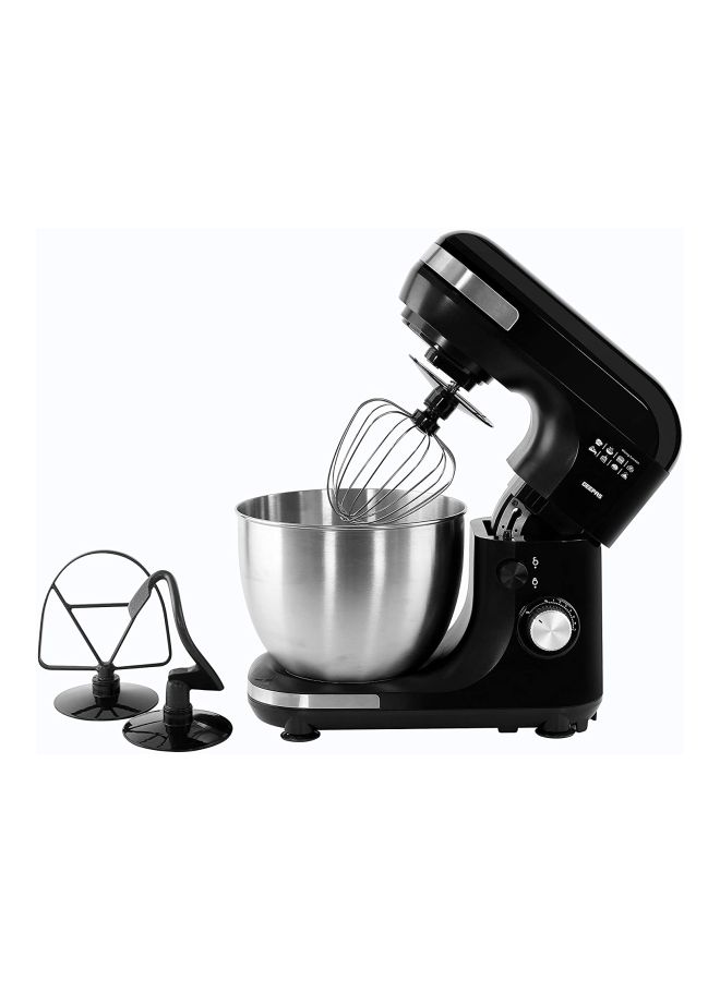 GEEPAS Powerful 3-in-1 Stand Mixer with 5L Stainless Steel Bowl, 7 Adjustable Speeds, and Whisk, Dough Hook & Beater GSM43013 Black/Silver  - Image 4