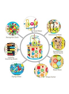 Generic 8-In-1 Multifunction Wooden Activity Cube  - Image 2