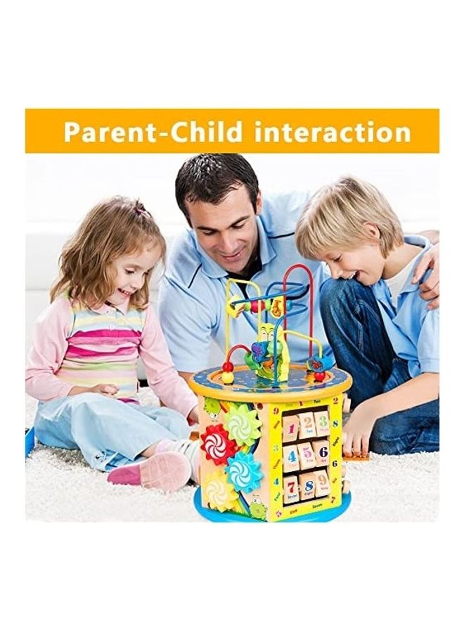 8-In-1 Multifunction Wooden Activity Cube