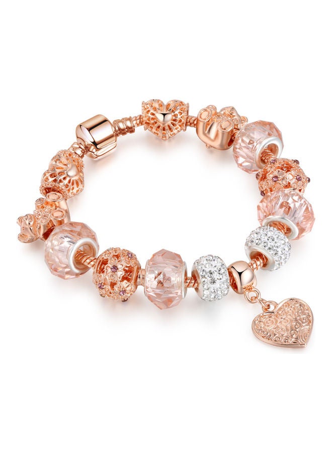 Crystal Diamond Ball DIY Alloy Heart-Shaped Beaded Bracelet  - Image 1