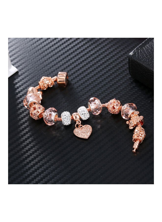 Crystal Diamond Ball DIY Alloy Heart-Shaped Beaded Bracelet  - Image 2