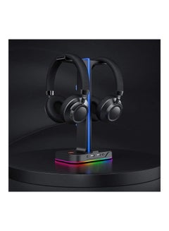 هافيت حامل سماعة رأس بإضاءة متعددة الألوان RGB مع شماعة مزدوجة ومنفذي USB  - Image 2