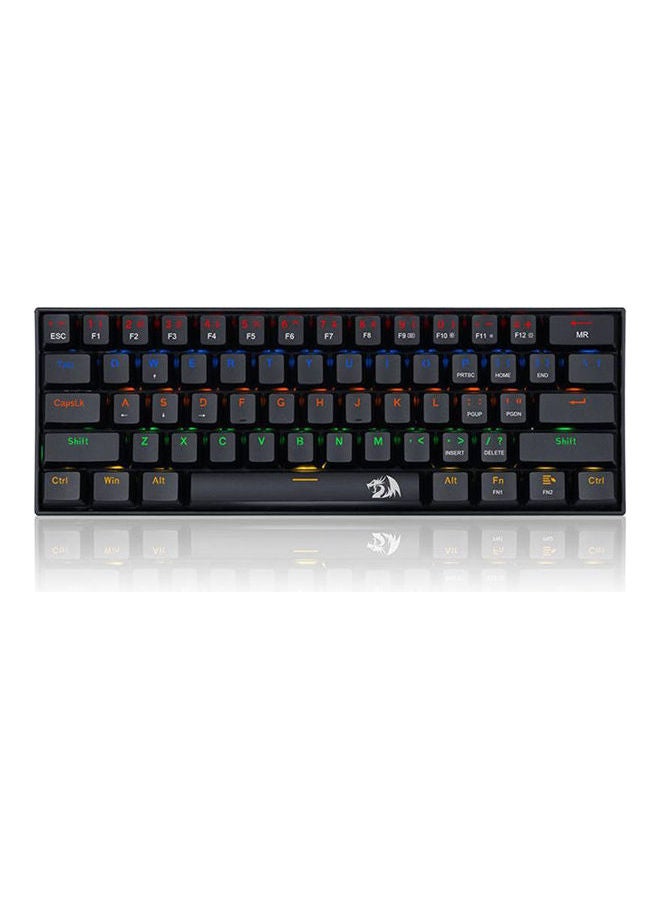 REDRAGON - Redragon K606 LAKSHMI 60% Mechanical Gaming Keyboard - (BROWN Switch) - Rainbow LED Backlighting - 61 KEYS - Detachable Cable - Black - Image 1
