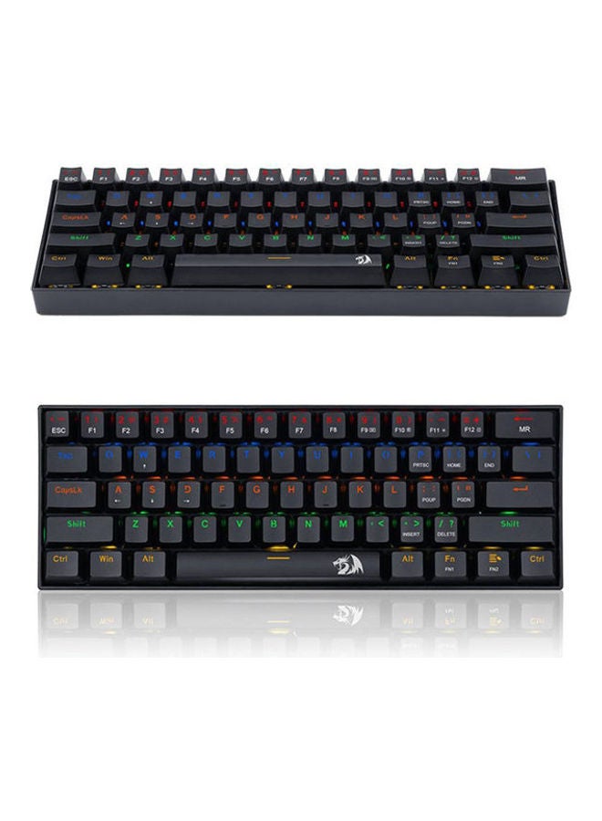REDRAGON - Redragon K606 LAKSHMI 60% Mechanical Gaming Keyboard - (BROWN Switch) - Rainbow LED Backlighting - 61 KEYS - Detachable Cable - Black - Image 1