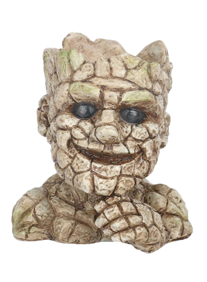 Stone Man Head Flower Pot Beige 12x15x14cm  - Image 1