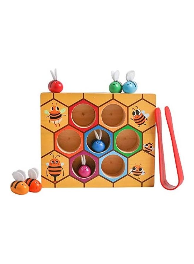 Wooden Bee Hive Toys Matching Game Color Sorting Puzzle - Image 1