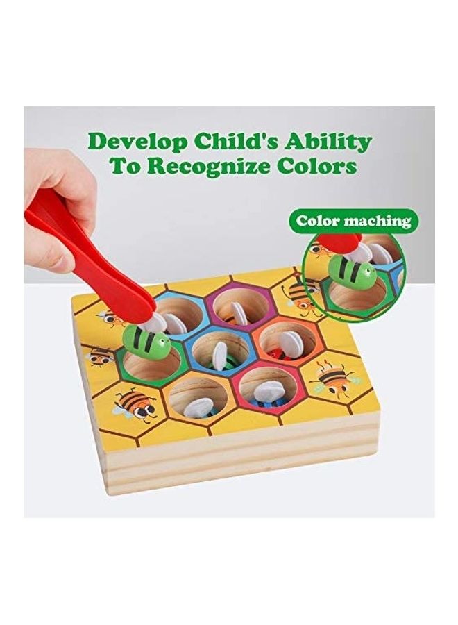 Wooden Bee Hive Toys Matching Game Color Sorting Puzzle - Image 2