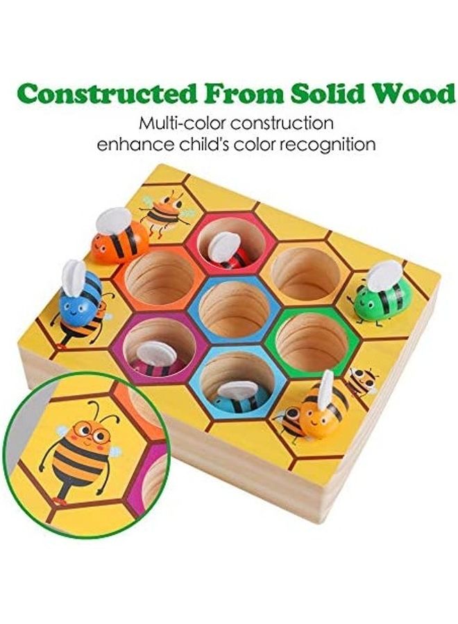 Wooden Bee Hive Toys Matching Game Color Sorting Puzzle - Image 3