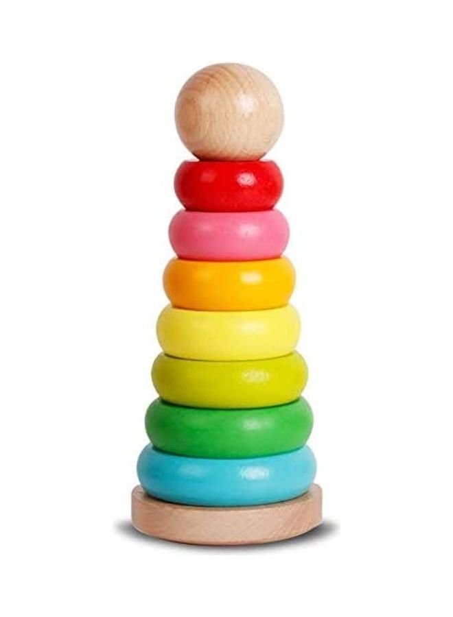لعبة تكديس برج الحلقات الخشبية بألوان قوس قزح للأطفال الصغار - Image 1