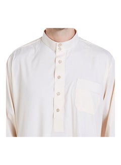 Generic Long Sleeve Casual Kurta Beige  - Image 2